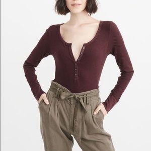 Abercrombie & Fitch Burgundy Henley Top